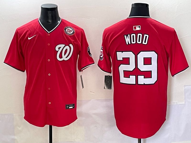 Men 2025 Washington Nationals #29 Wood Red Game Nike MLB Jersey style 5